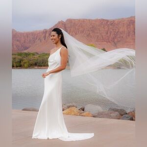 Jenny Yoo Marlene One Shoulder Satin Wedding Dress Gown.